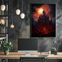 Haunted Castle Under Blood Moon Poster PosterGoat