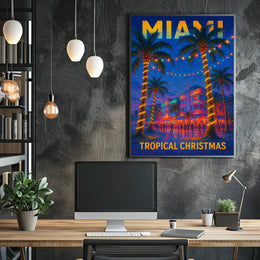 Tropical Christmas In Miami Poster