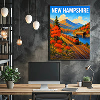 New Hampshire Autumn Train Journey Poster