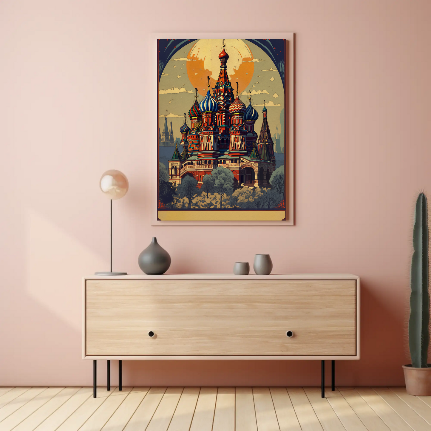 Saint Basil's Cathedral Moscow Sunset Dome Travel Poster