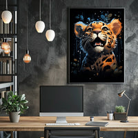 Leopard Cub Joyful Adventure Vibrant Art Poster
