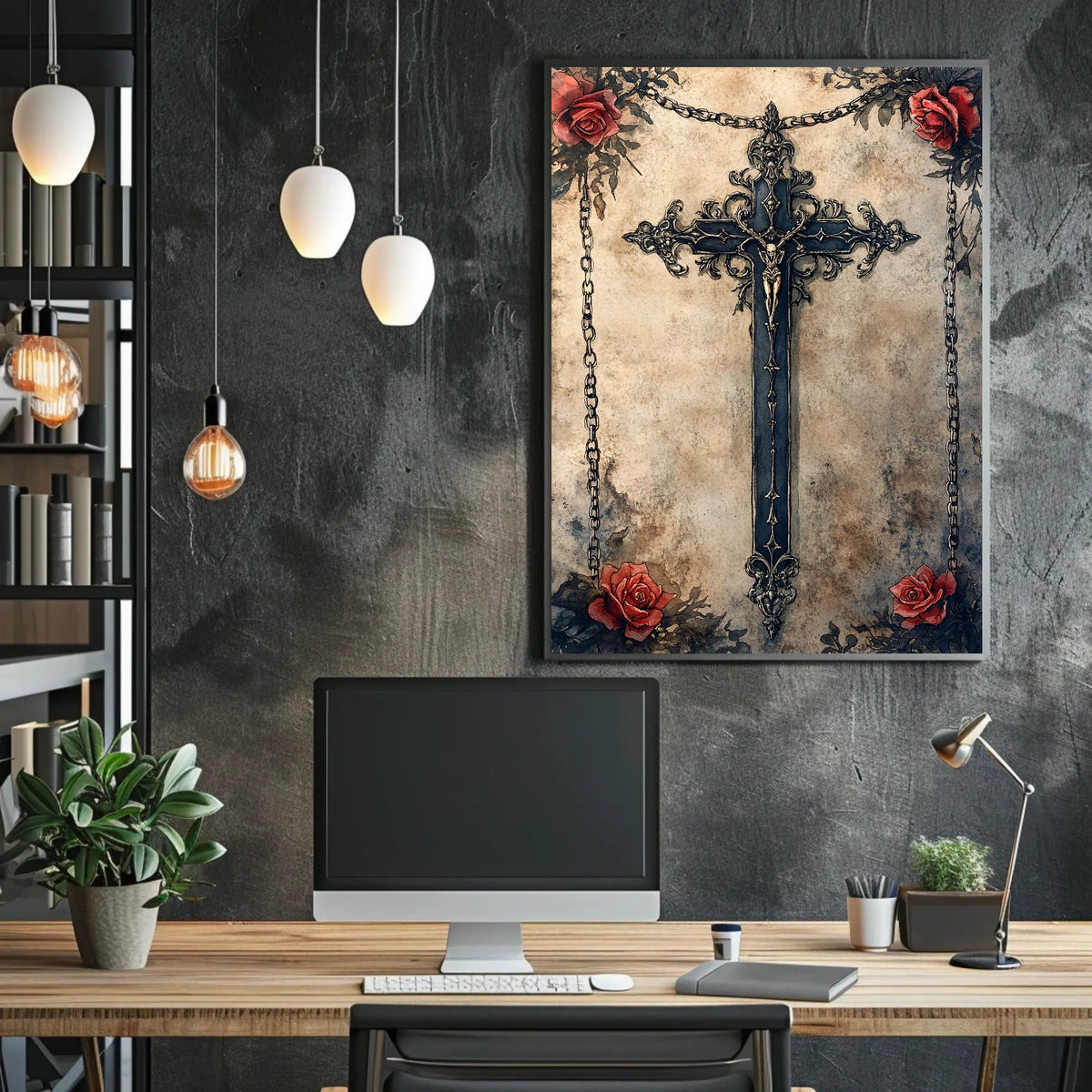 Intricate Christian Symbolism Cross Poster