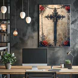 Intricate Christian Symbolism Cross Poster