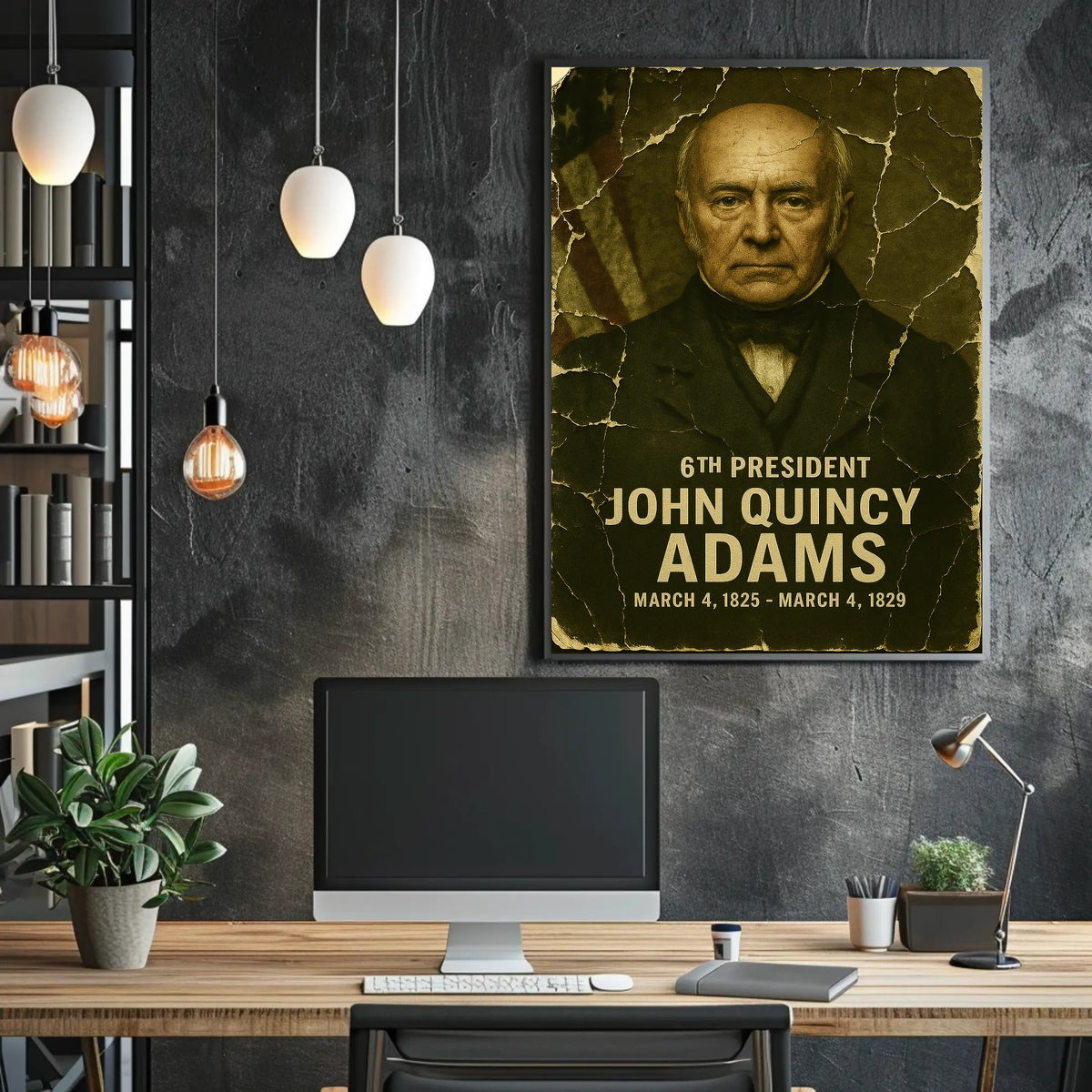 John Quincy Adams 6th President of the United States Damaged Photograph Poster