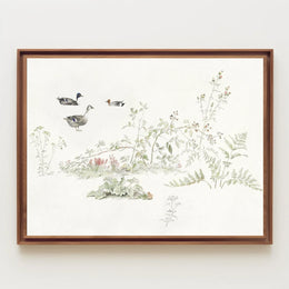 Serene Waterfowl Scene: Vintage Nature Animal Poster
