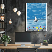 Sailboat Poster Coastal Minimalist Wall Art Print