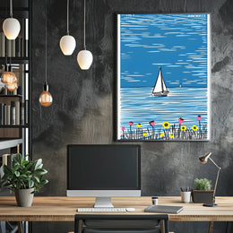 Sailboat Poster Coastal Minimalist Wall Art Print