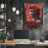 Day of the Dead Skull Woman Cultural Poster