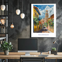 Nicaragua Street Scene Modern Artwork Cultural or Heritage Poster PosterGoat