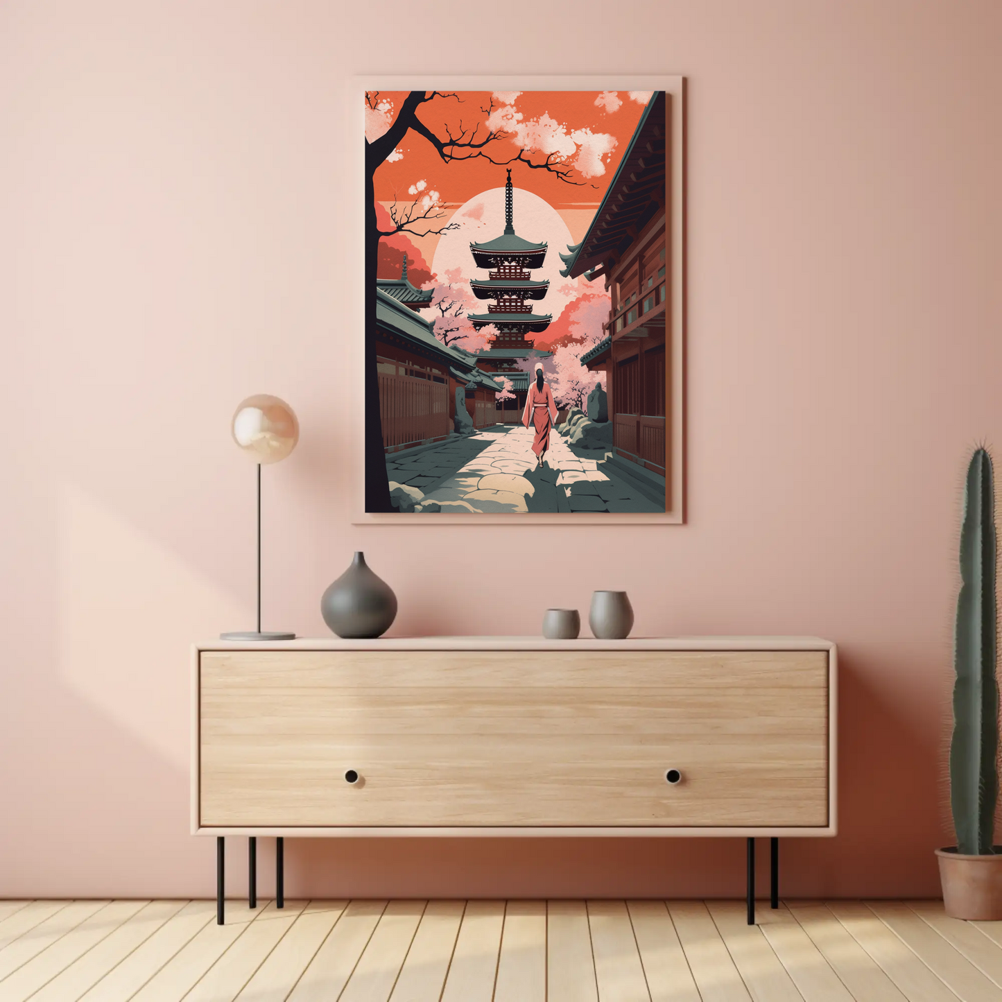 Kyoto Pagoda Sunset Walk Through Temple Travel Poster