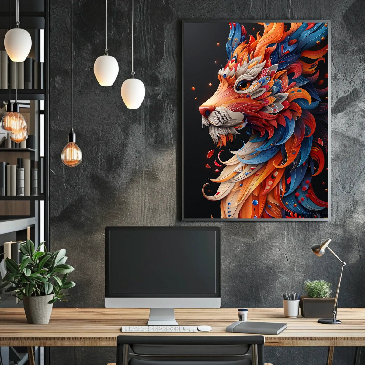Vibrant Lion Art Poster
