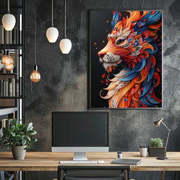 Vibrant Lion Art Poster
