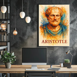 Aristotle Watercolor Portrait: Vibrant Philosophical Art Poster