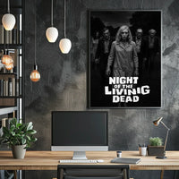 Classic Horror Zombies Vintage Black White Cinematic Gothic Mid Century Dark Poster