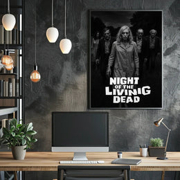 Classic Horror Zombies Vintage Black White Cinematic Gothic Mid Century Dark Poster