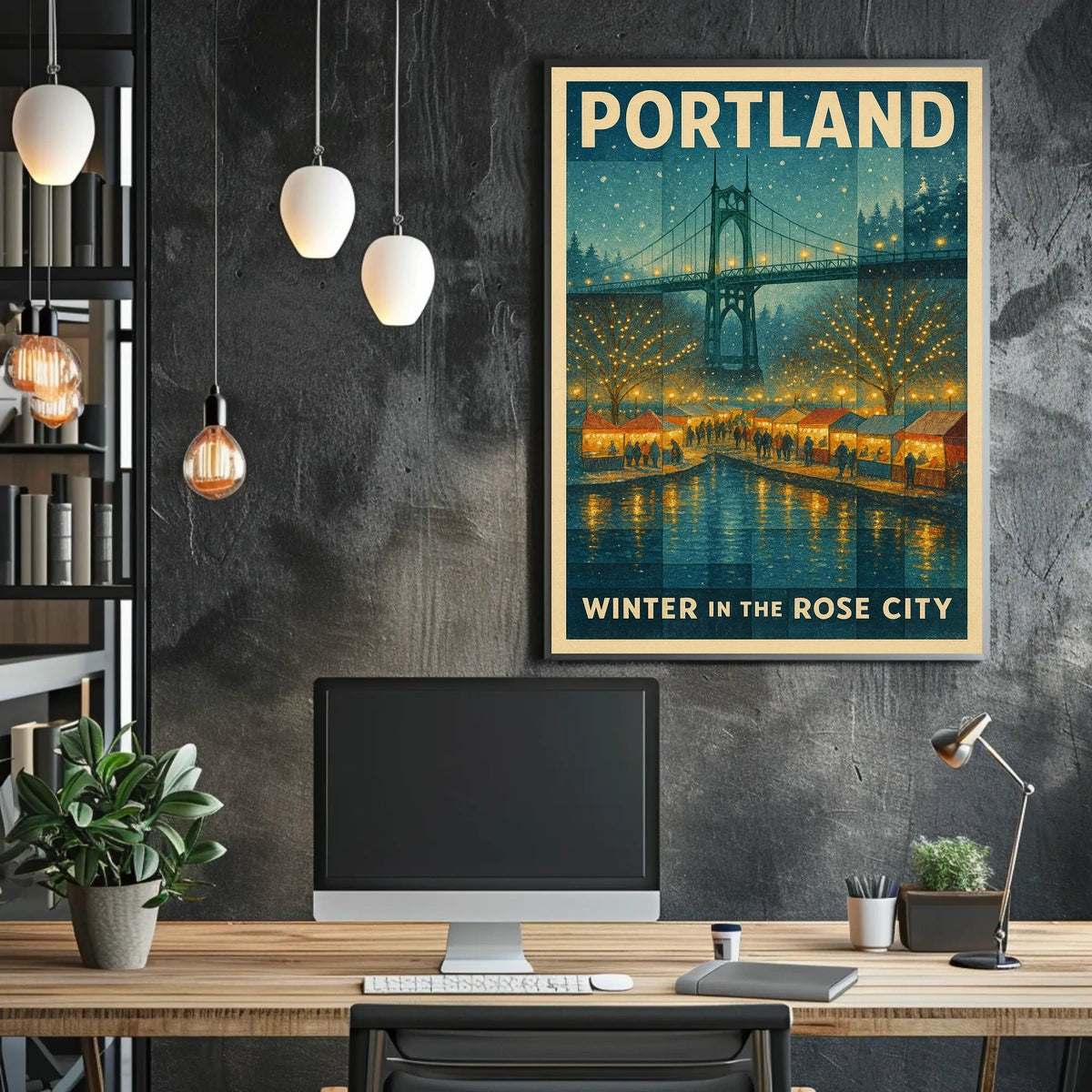 Portland Winter In The Rose City Poster