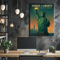 Statue of Liberty Sunset Urban or Cityscape Poster
