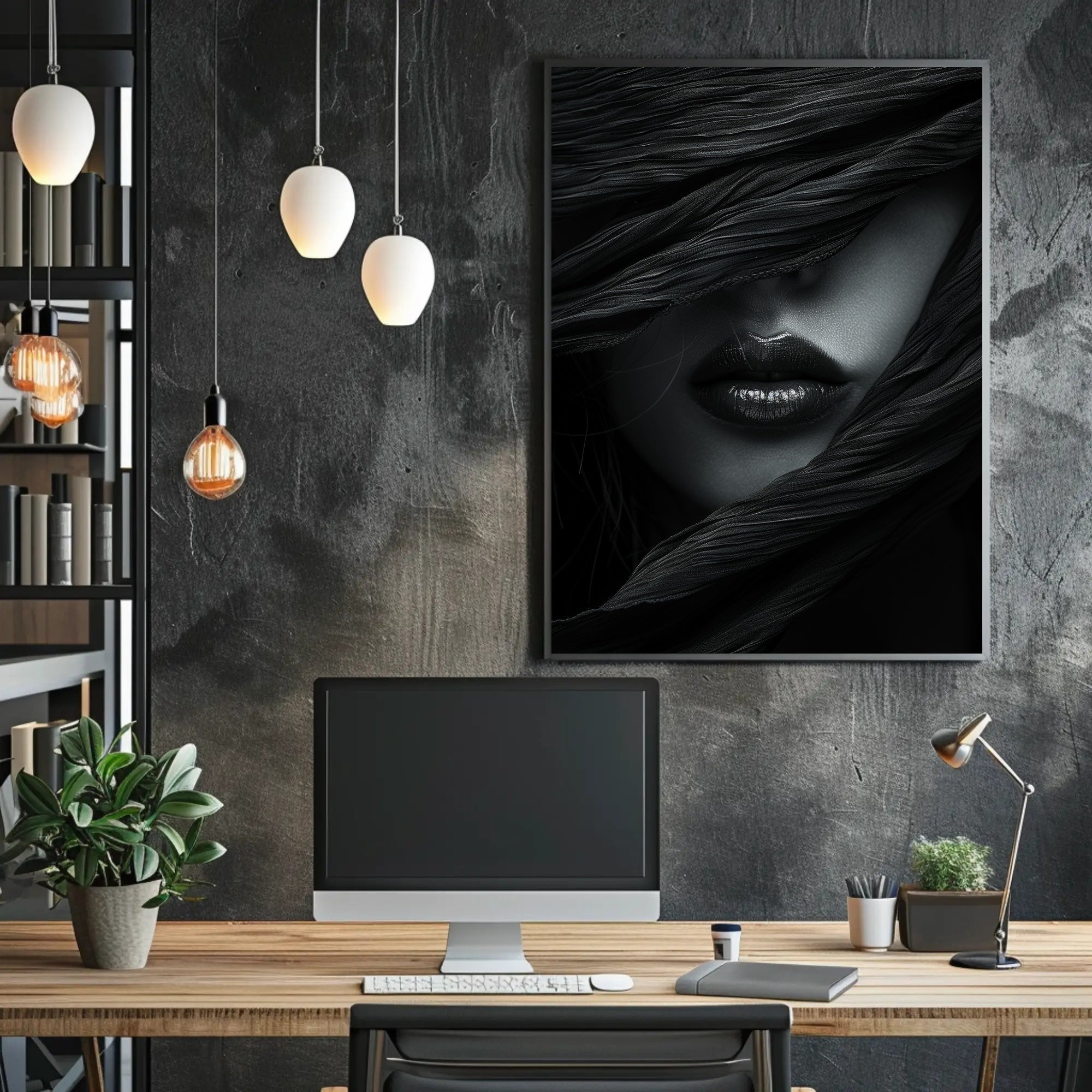 Sultry Enigma Monochrome Art Print - Artistic Poster PosterGoat