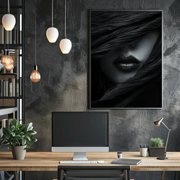 Sultry Enigma Monochrome Art Print - Artistic Poster PosterGoat