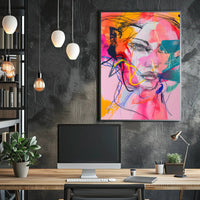 Vibrant Abstract Human Face Art Poster in Abstract Category PosterGoat