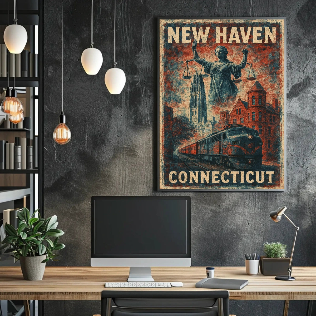 New Haven Connecticut Cityscape Photography Realism Poster