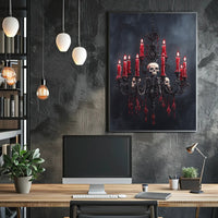 Gothic Chandelier With Skulls Poster