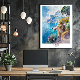 Capri Italy Watercolor Travel Poster PosterGoat