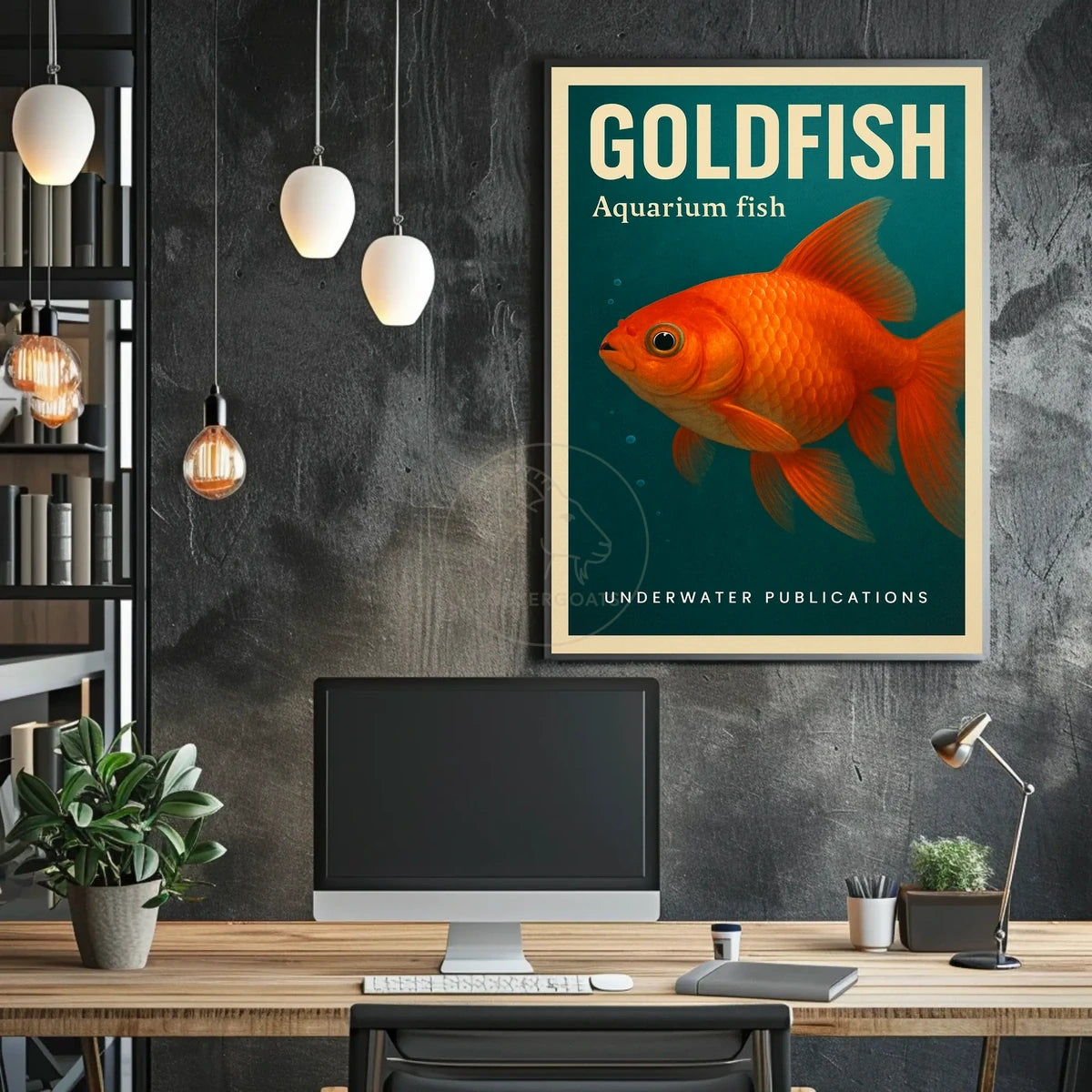 Goldfish in Serene Aquatic Setting Animal Poster