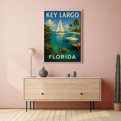Key Largo Florida Tropical Boats Beach Poster