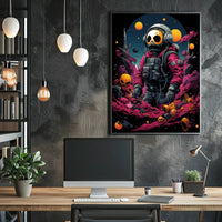 Astronaut in Psychedelic Alien Landscape Poster