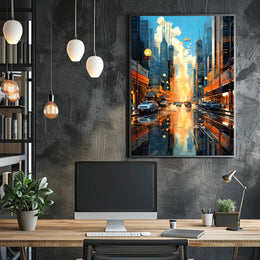 Futuristic Cityscape with Floating Vehicles Sci-Fi Poster