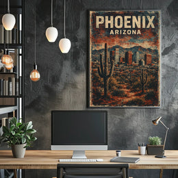 Nostalgic Phoenix Desert Cityscape Vintage Poster