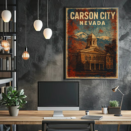 Carson City Nevada Skyline Realism Wanderlust Poster