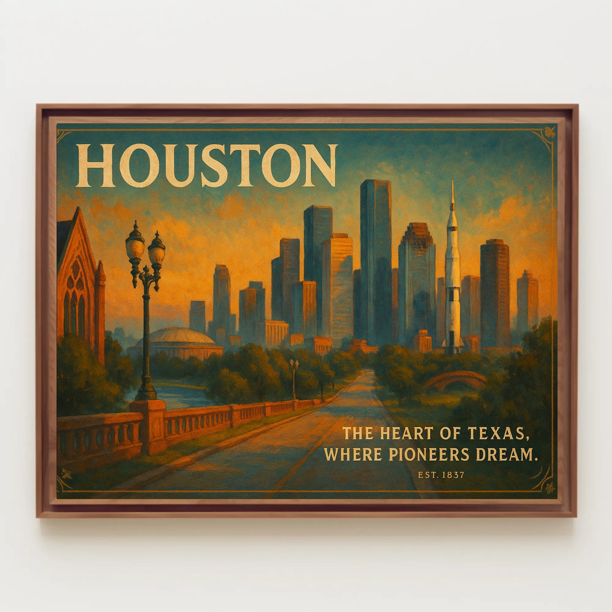 Houston Travel Poster: The Heart of Texas Art