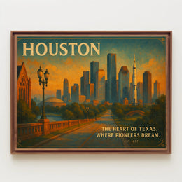 Houston Travel Poster: The Heart of Texas Art