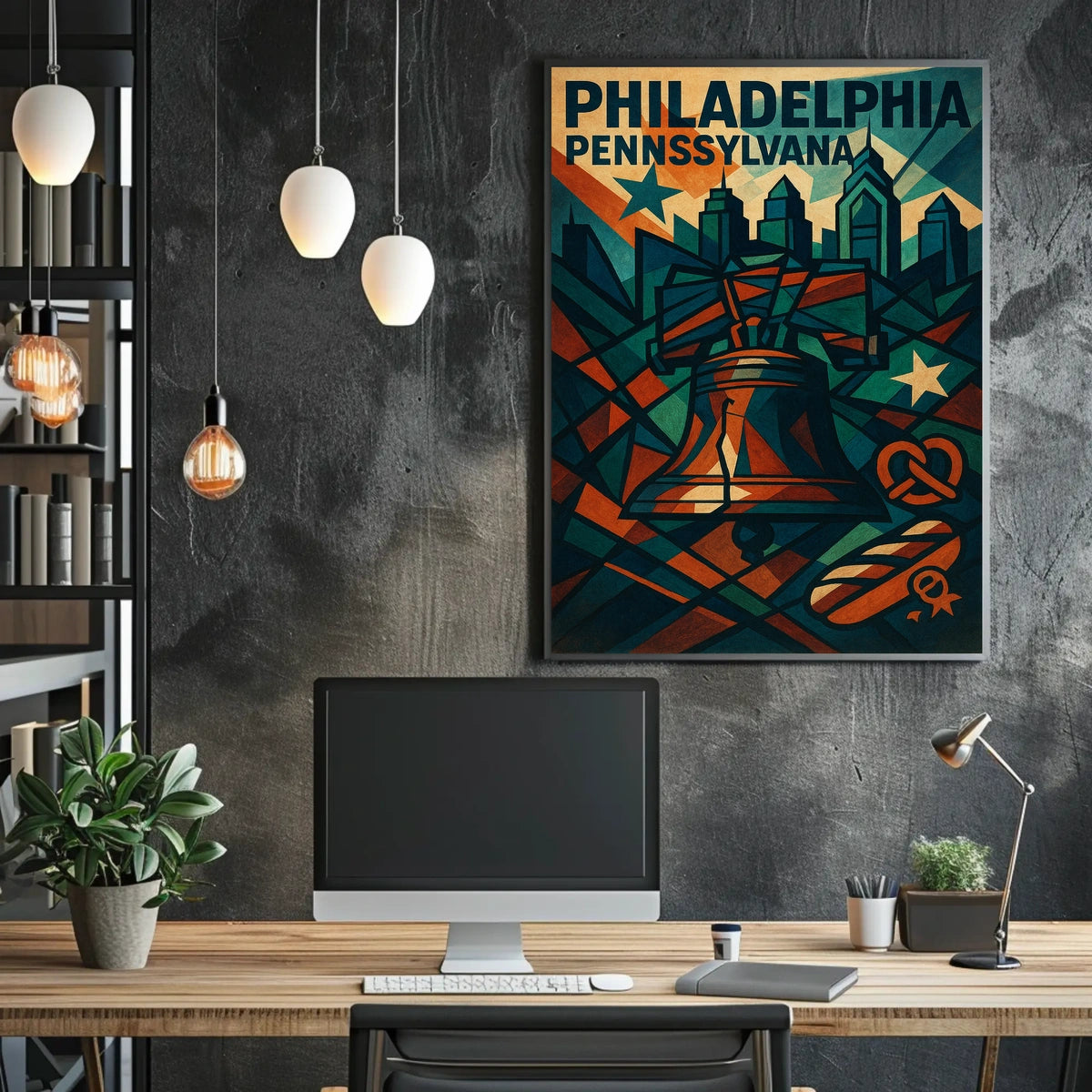 Philadelphia Liberty Bell Abstract Geometric Art Poster