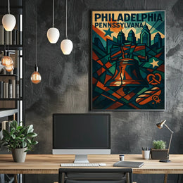 Philadelphia Liberty Bell Abstract Geometric Art Poster