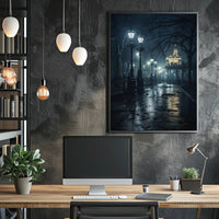 Vintage Nighttime Pavilion Scene Historical Art Poster