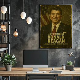 Ronald Reagan 40th President of the United States Damaged Photograph Poster