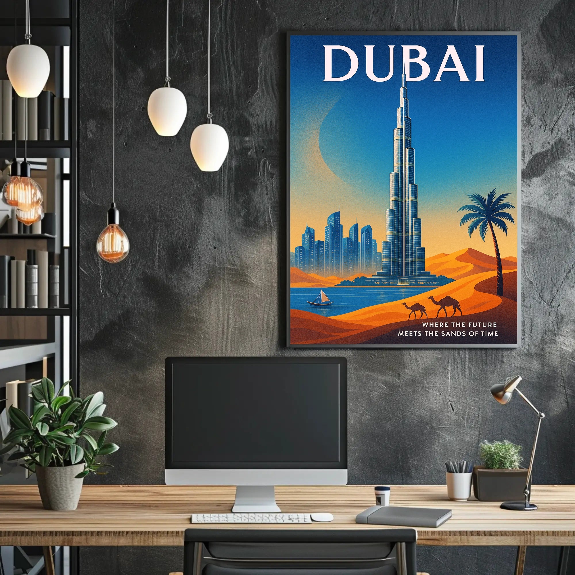 Dubai Where the Future Meets the Sands of Time Poster PosterGoat