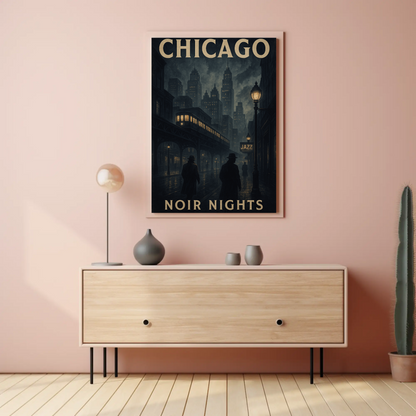 Chicago Noir Nights Jazz Travel Poster