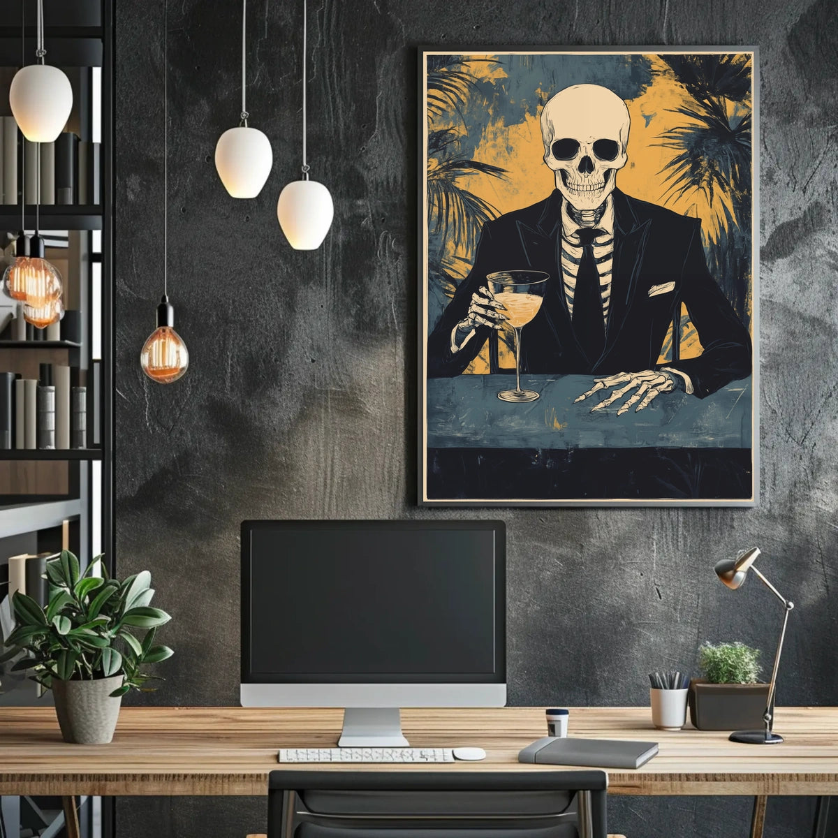 Skeleton in a Suit Elegant Macabre Tropical Poster
