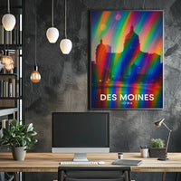 Des Moines Cityscape Digital Painting Vibrant Poster