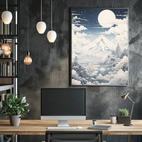 Serene Mount Fuji Nightscape Cultural or Heritage Poster