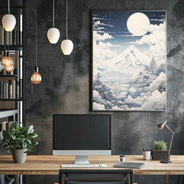 Serene Mount Fuji Nightscape Cultural or Heritage Poster
