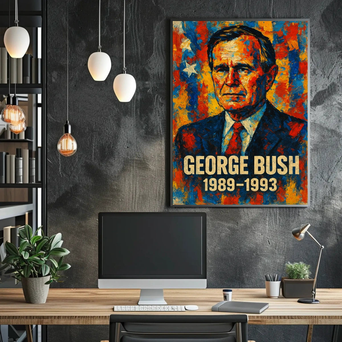 George H. W. Bush 41st President of the United States Glitch Hop Art Poster