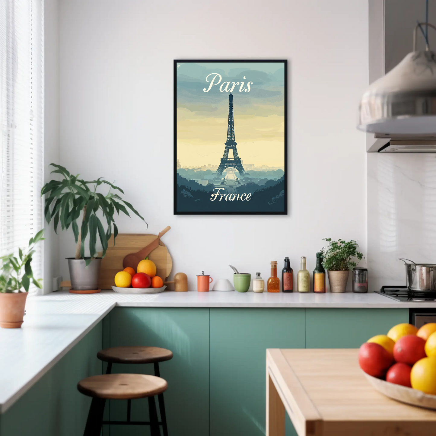 Paris, France - Eiffel Tower Vintage Style Poster
