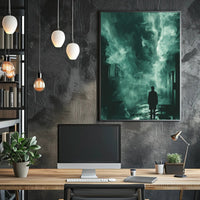 Surreal Ghostly Face in Atmospheric Mystery Poster PosterGoat