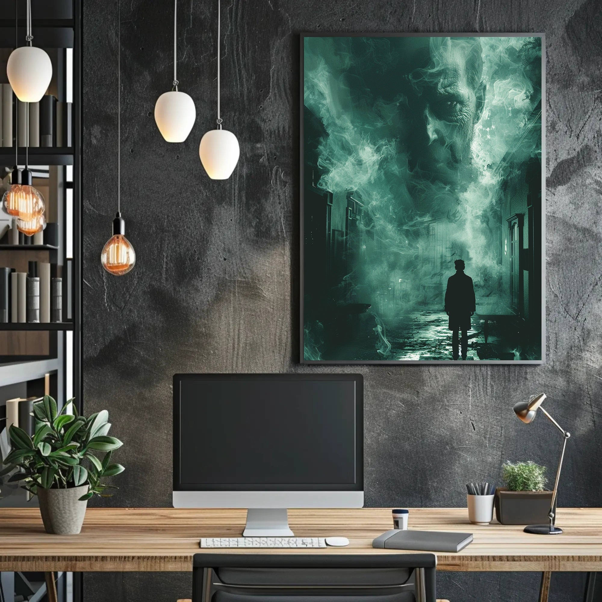 Surreal Ghostly Face in Atmospheric Mystery Poster PosterGoat