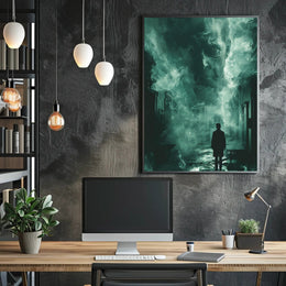 Surreal Ghostly Face in Atmospheric Mystery Poster PosterGoat